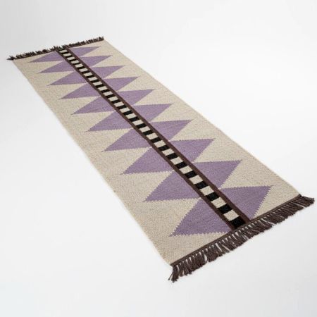 Handmade Natural Wool Geometric Dhurrie For Living Room